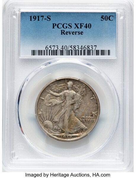 1917-S 50c Mintmark Reverse MS thumbnail 3