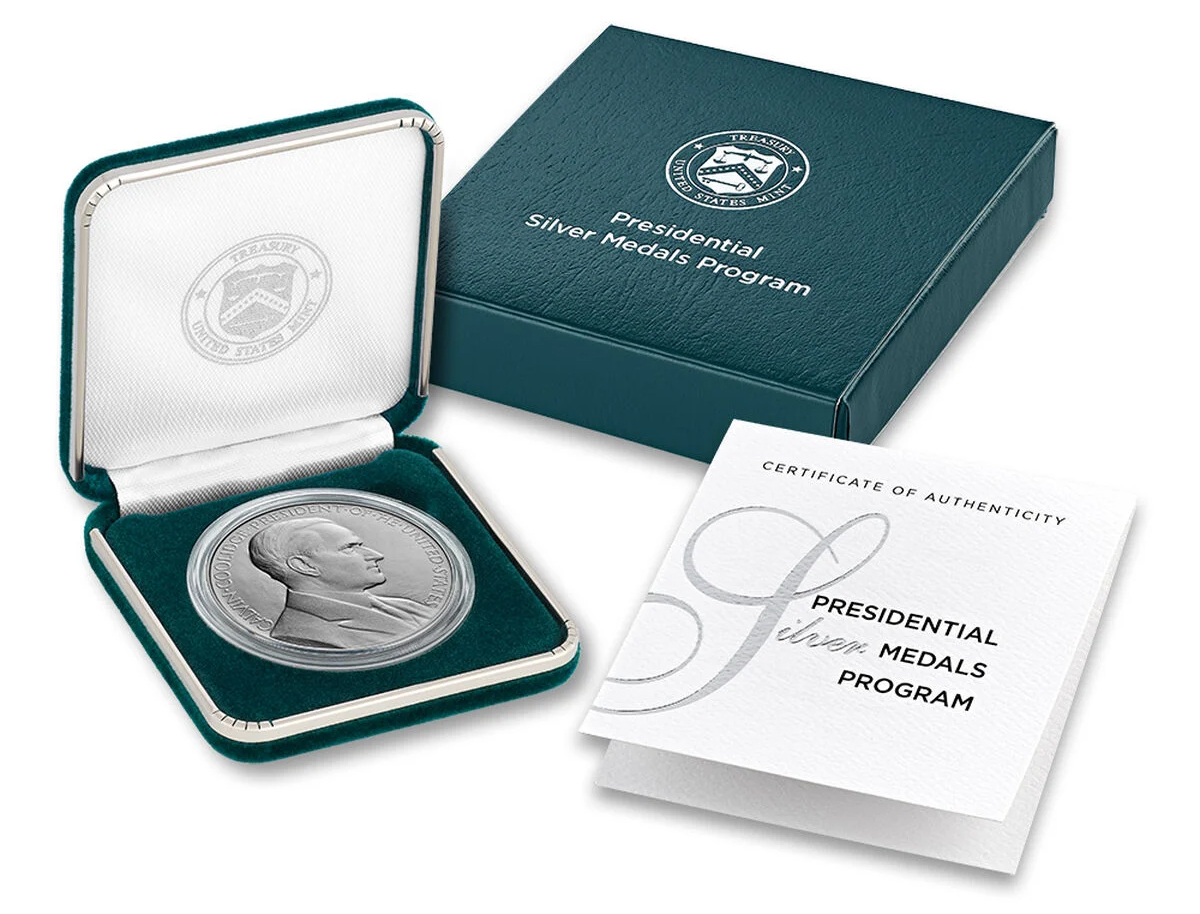 (2026) Medal Calvin Coolidge, Silver, Matte Finish MS thumbnail 3