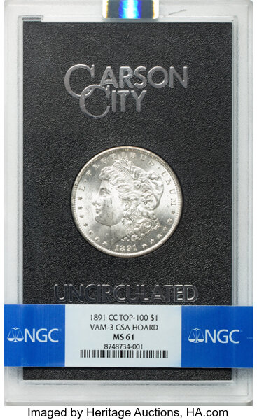 1891-CC $1  GSA Hoard, Spitting Eagle, VAM-3  MS thumbnail 2