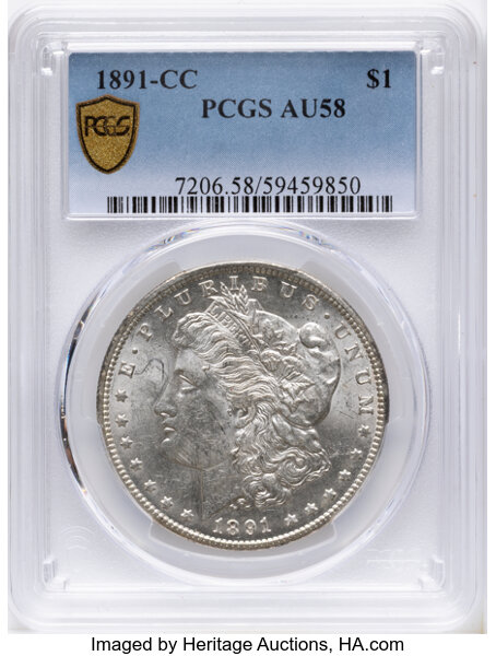 1891-CC $1 AU58 thumbnail 2
