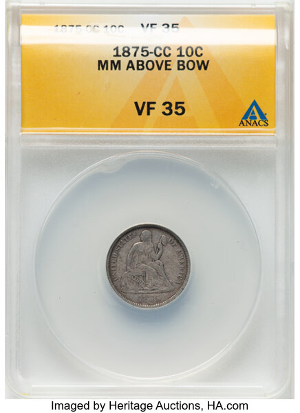 1875-CC 10c Mintmark Above Bow MS thumbnail 4