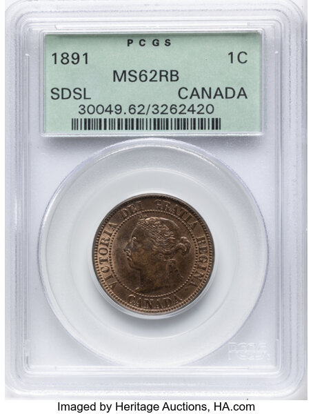 1891 1c Small Date, Small Leaves, Obverse 3a MS RB thumbnail 2