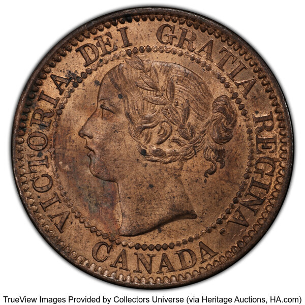 1858 1c Province of Canada, Broken Vine, Broken Stem MS RB thumbnail 2