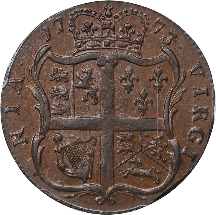 1773 1/2 P Virginia, Period After GEORGIVS MS BN AU55 BN thumbnail 2