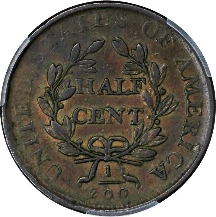 Draped Bust Half Cent 1/2c 1800-1808 MS BN [Type] VF30 BN CAC thumbnail 2