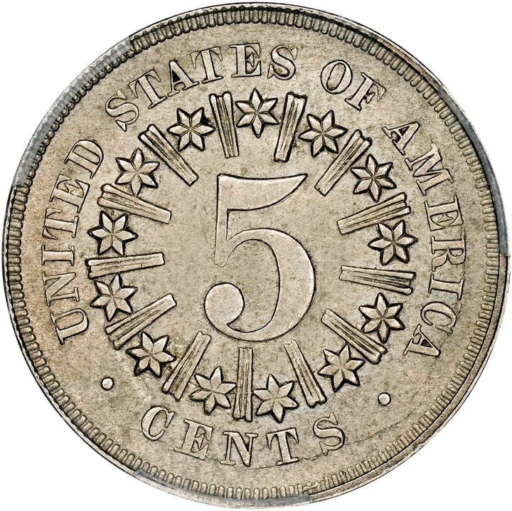 1867 5c Rays AU55 thumbnail 2