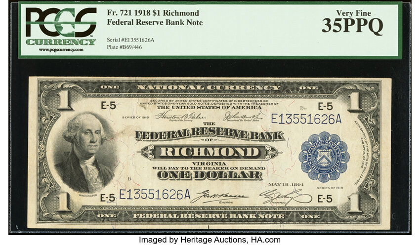 1918 $1  Richmond (Fr. 721) thumbnail 2