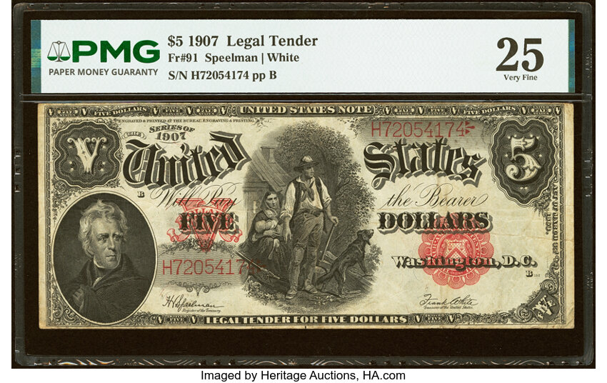 1907 $5  Mule (Fr. 91m) thumbnail 16