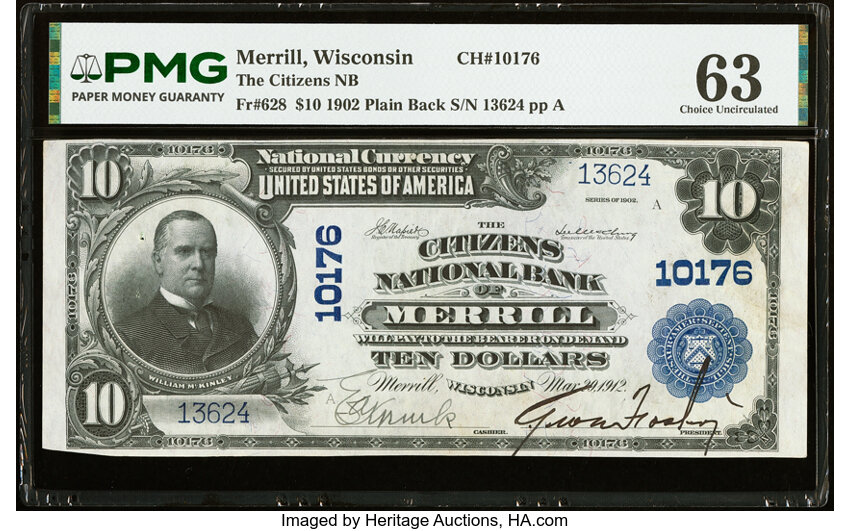 1902 $10  3rd Charter Period, 3rd Issue, Plain Back (Fr. 628) thumbnail 12