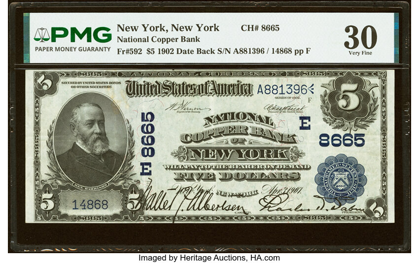 1902 $5  3rd Charter Period, 2nd Issue, Date Back (Fr. 592) thumbnail 3