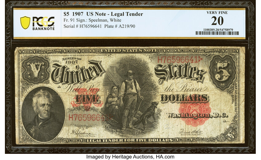 1907 $5  Mule (Fr. 91m) thumbnail 14