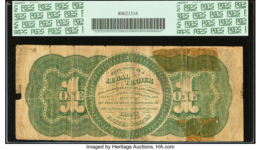 1862 $1  Seal Type 2, With Monogram (Fr. 16a) thumbnail 7