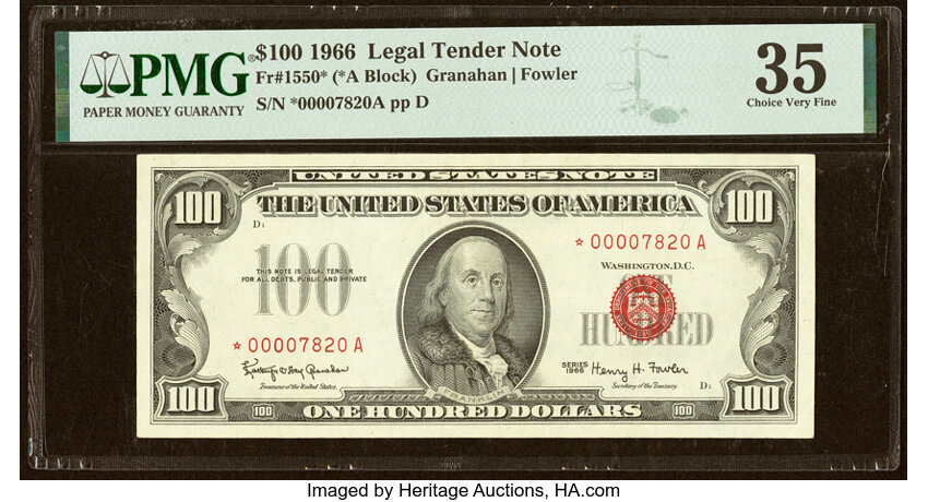 1966 $100  Star Replacement (Fr. 1550*) thumbnail 3