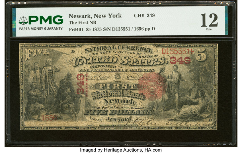 1875 $5  1st Charter Period, Scalloped Seal (Fr. 401) thumbnail 13