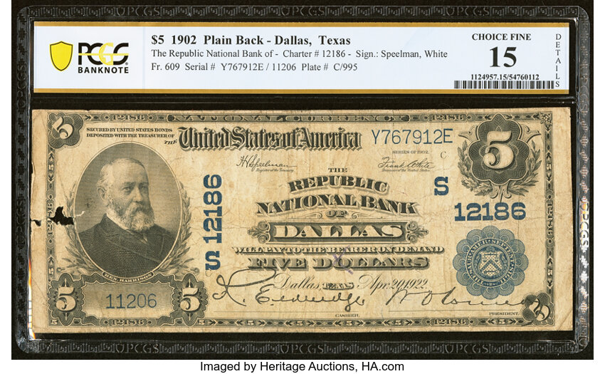 1902 $5  3rd Charter Period, 3rd Issue, Plain Back (Fr. 609) thumbnail 13