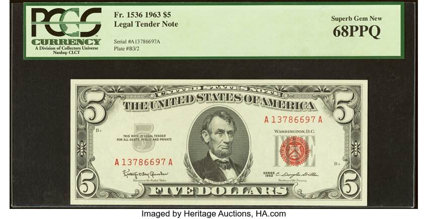 1963 $5  (Fr. 1536) thumbnail 2
