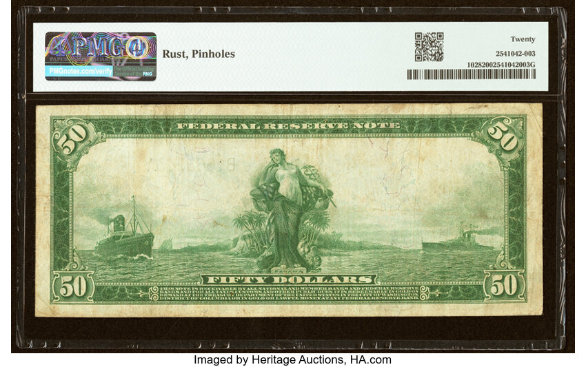 1914 $50  Blue Seal, New York (Fr. 1028) thumbnail 6