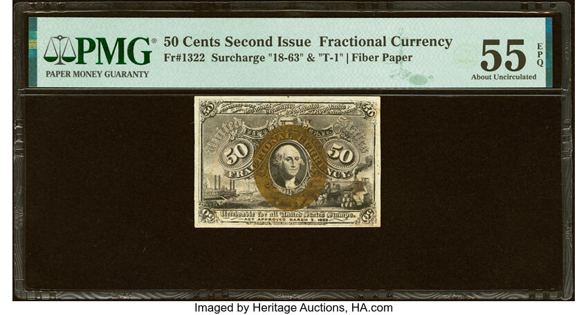  50c Head of George Washington in Bronze Oval Frame (Fr. 1322) thumbnail 4