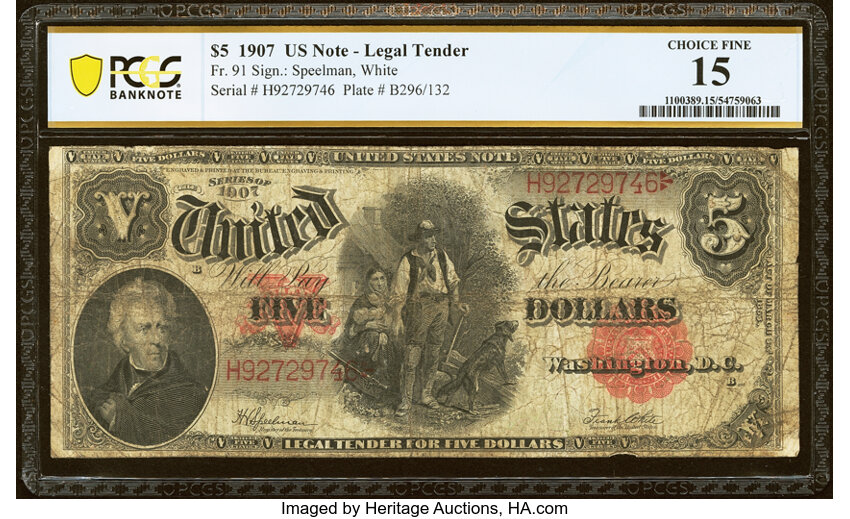 1907 $5  Mule (Fr. 91m) thumbnail 12