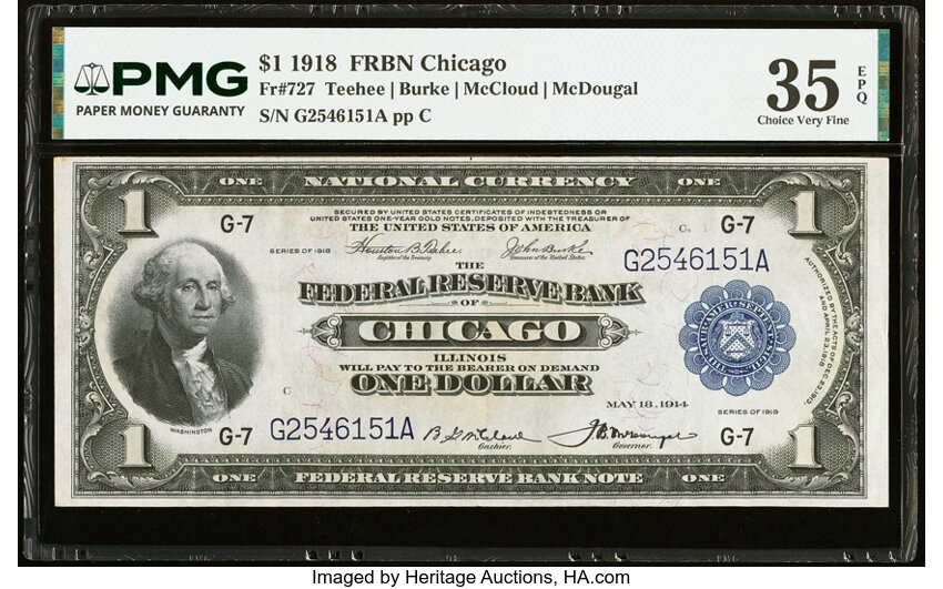1918 $1  Chicago (Fr. 727) thumbnail 3