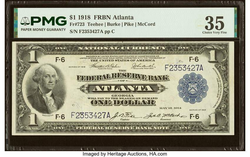 1918 $1  Atlanta (Fr. 723) thumbnail 2