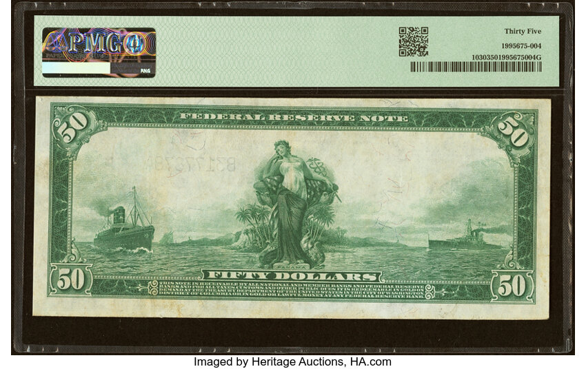 1914 $50  Blue Seal, New York (Fr. 1030) thumbnail 12
