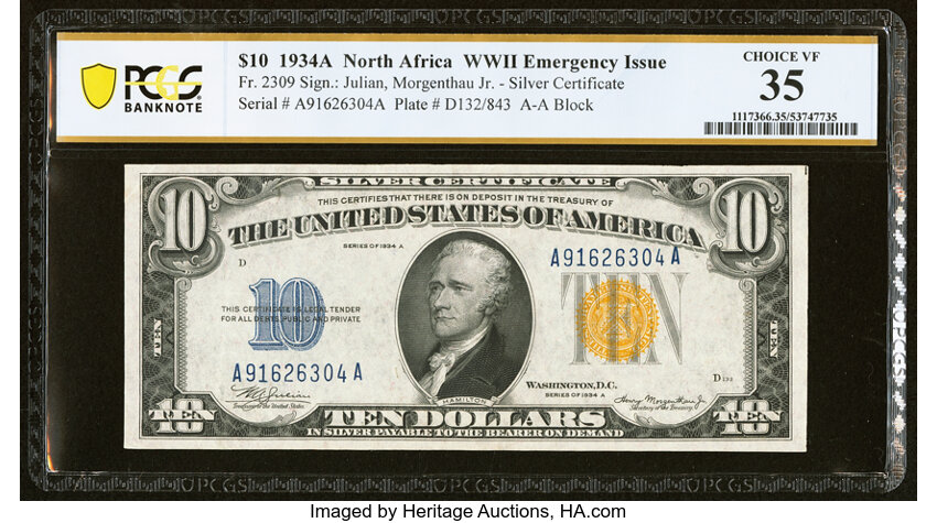 1934A $10  North Africa (Fr. 2309) thumbnail 7