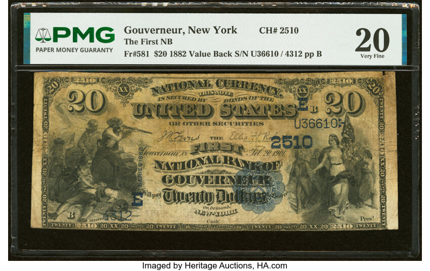 1882 $20  2nd Charter Period, 3rd Issue, Value Back (Fr. 581) thumbnail 8