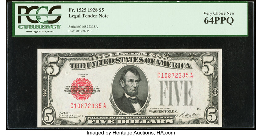 1928 $5  (Fr. 1525) thumbnail 2