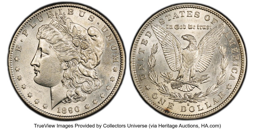 1890-S $1  Die Break Wing, VAM-29 MS thumbnail 2