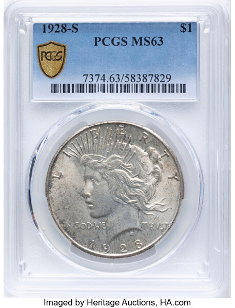 1928-S $1 MS63 CAC thumbnail 2