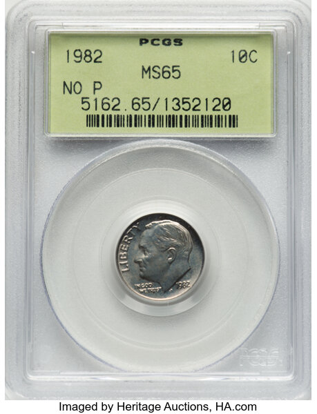 1982 No P 10c Strong Rims, FS-501 MS thumbnail 2