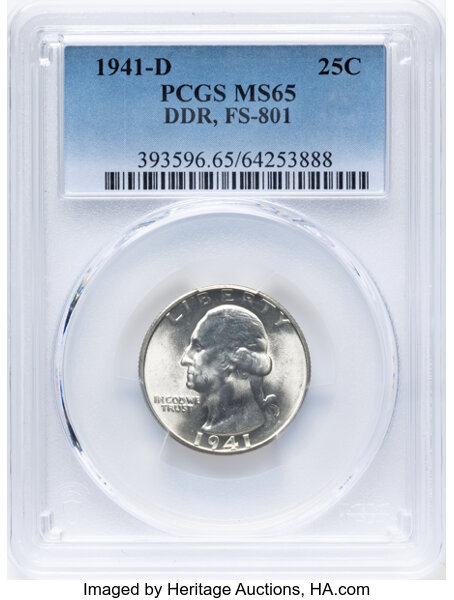1941-D 25c Doubled Die Reverse, FS-801 MS thumbnail 2