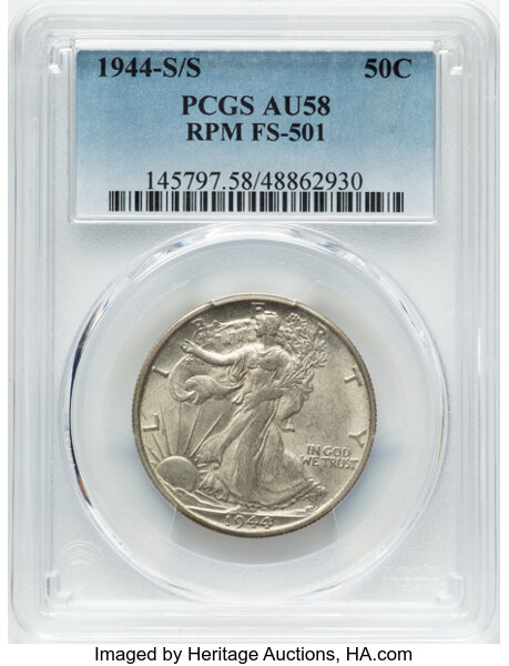 1944-S/S 50c Repunched Mintmark, FS-501 MS thumbnail 2