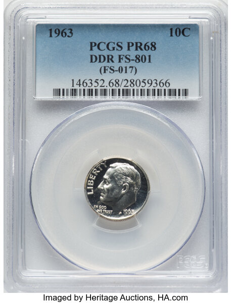 Image for 1963 10c Doubled Die Reverse, FS-801 PR