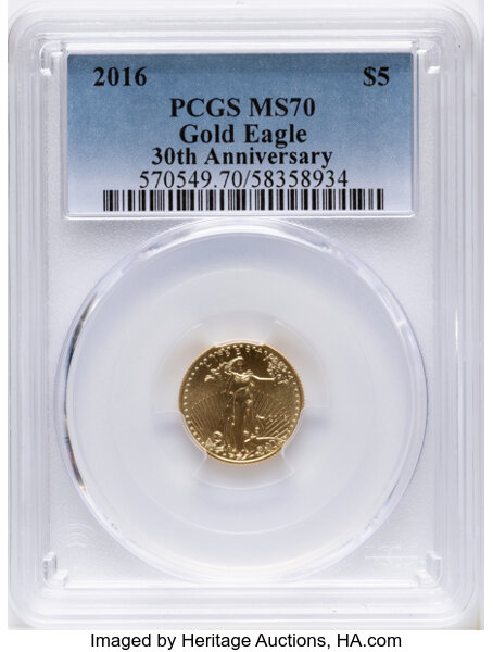2016 $5  Gold Eagle, 30th Anniversary MS thumbnail 3
