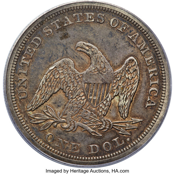 1845 $1 AU53 CAC thumbnail 2