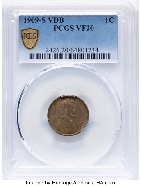 1909-S VDB 1c MS BN VF20 BN CAC thumbnail 2
