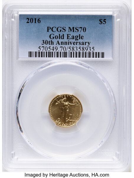 2016 $5  Gold Eagle, 30th Anniversary MS thumbnail 4