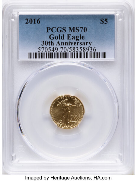 2016 $5  Gold Eagle, 30th Anniversary MS thumbnail 5