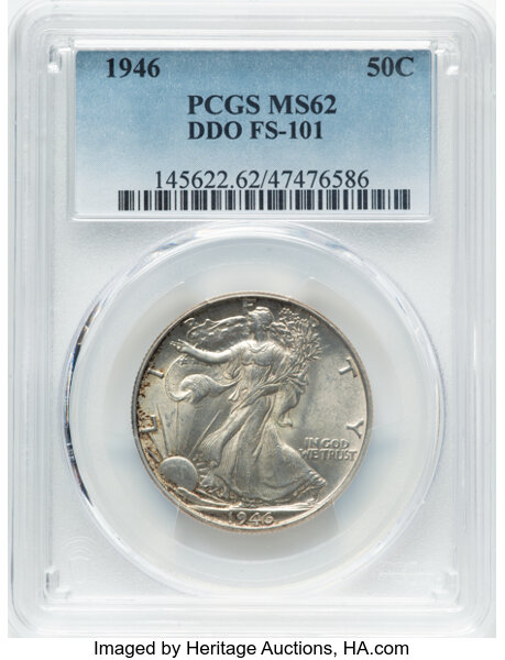 1946 50c Doubled Die Obverse, FS-101 MS thumbnail 2