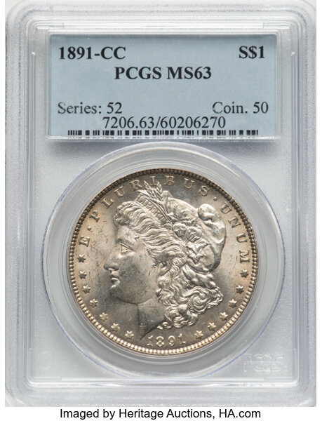 1891-CC $1  Near Date, C/C Right, VAM-4 MS thumbnail 2