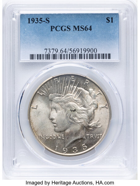 1935-S $1 MS64 CAC thumbnail 4