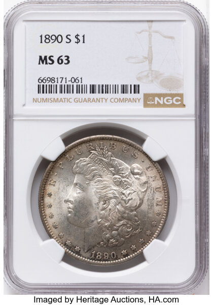 1890-S $1  Die Break Wing, VAM-29 MS thumbnail 3