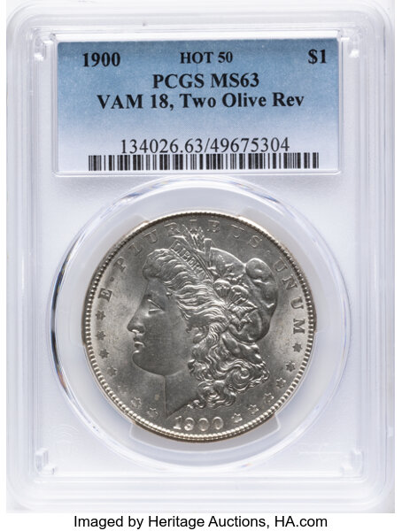 1900 $1  Two Olive Reverse, VAM-18  MS thumbnail 11