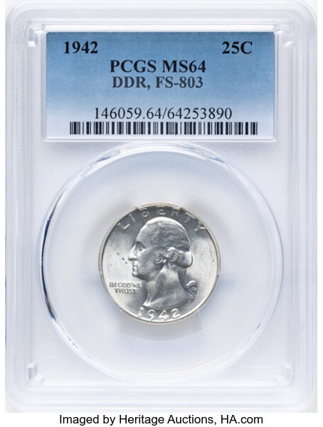 1942 25c Doubled Die Reverse, FS-803 MS thumbnail 2