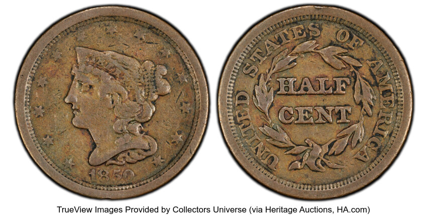 1850 1/2c C-1 MS BN thumbnail 2