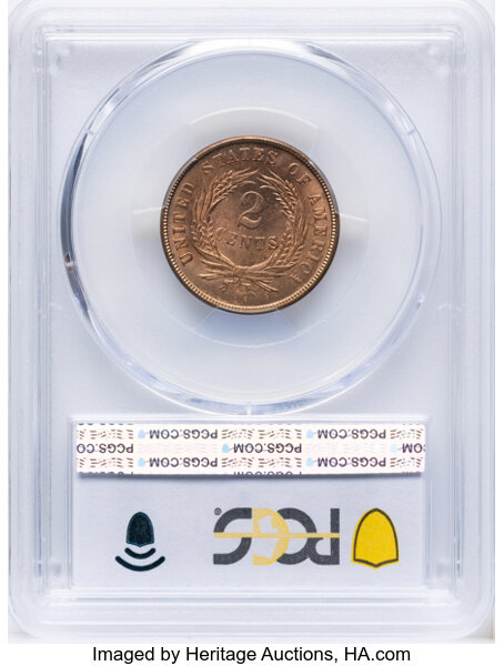 2-Cent Piece 2c 1864-1872 MS RD [Type] MS64 RD CAC thumbnail 6