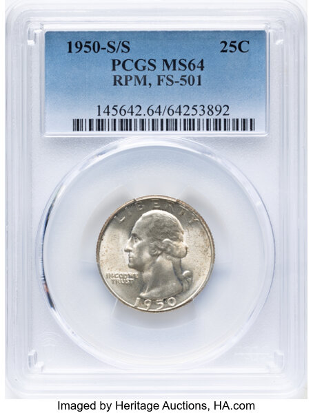 1950-S/S 25c Repunched Mintmark, FS-501 MS thumbnail 2
