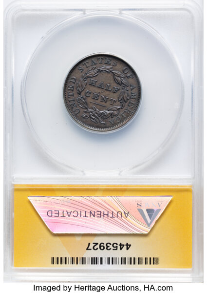 1833 1/2c C-1 MS BN VF20 BN CAC thumbnail 23